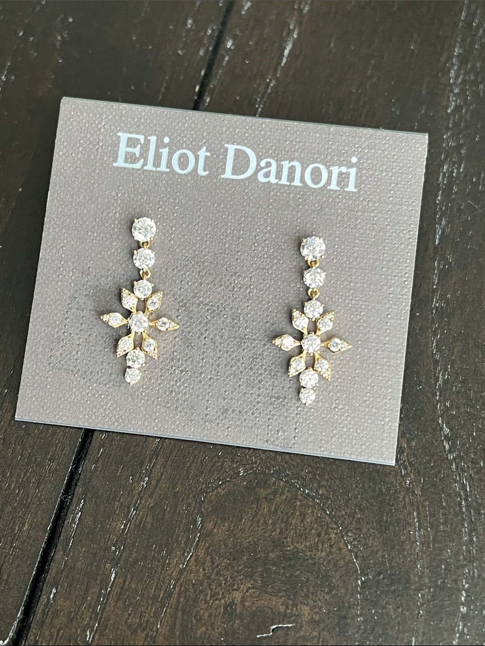 Eliot Danori Gold and Clear Crystal Floral Drop Earrings